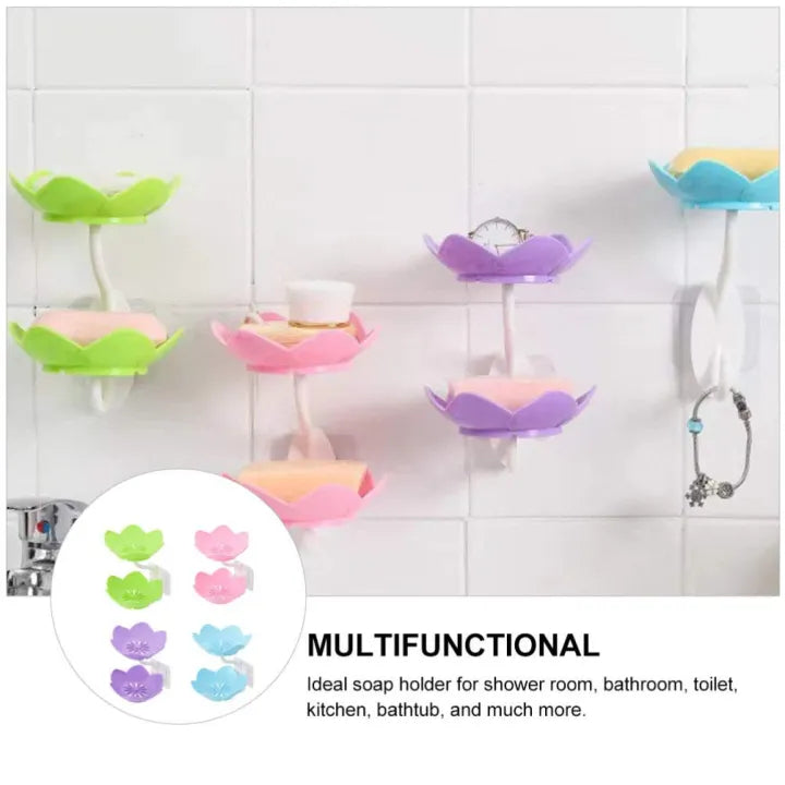 Double-Layer Flower Shaped Soap Tray – Mounted Drain Holder