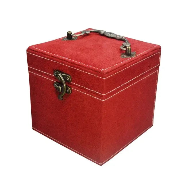 3 Layer Velvet Jewellery Box with Mirror & Decorative Handle