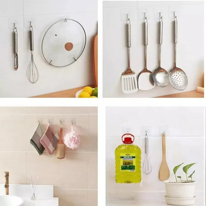 10PCS Sticky Hooks – Waterproof Wall & Ceiling Hook Set