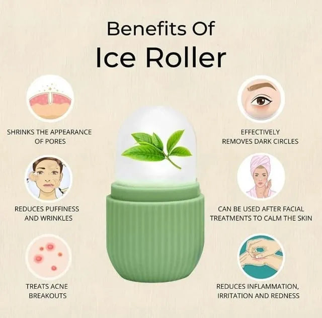 Silicone Ice Roller – Facial Massager for Glowing Skin & Eye Bags