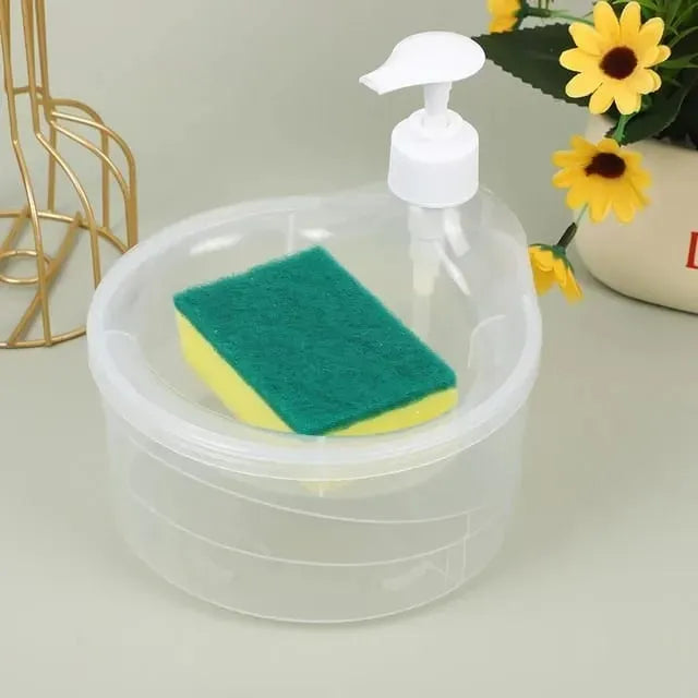 2-in-1 Kitchen Sink Organizer with Soap Dispenser 🧽 – Sponge Holder & Liquid Soap Pump Bottle