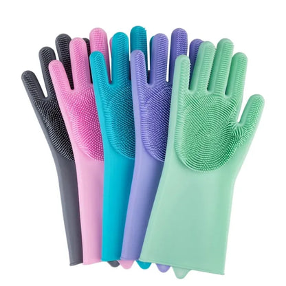 Silicone Dishwashing Cleaning Gloves – Reusable Magic Scrubber Gloves
