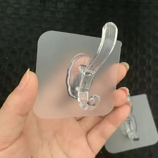 6PCS Sticky Hooks – Strong Clear Wall & Door Hooks