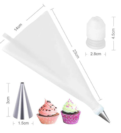 Cakeware 15 Piece Cake Decorating Set Frosting Icing Piping Bag Tips With Steel Nozzles