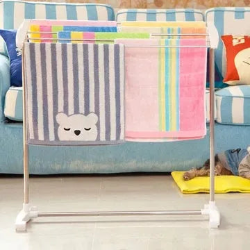 Stainless Steel Mobile Towel Rack – Compact Space-Saving Drying Stand