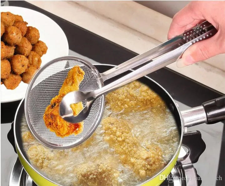 Stainless Steel Frying Strainer – Mesh Oil Filter Tong