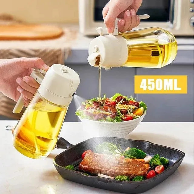 2-in-1 Dual-Function Oil Bottle – 450ML Precision Spray
