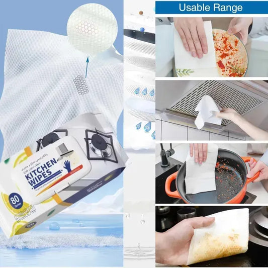Kitchen Cleaning Wipes – 48 Pack Multipurpose Oil & Grease Remover Wipes for Kitchen, Stove & Table