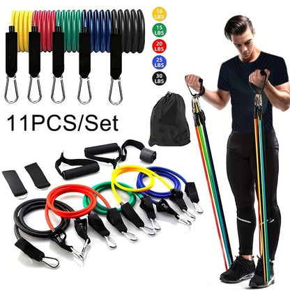 11-Piece Resistance Bands Set – Fitness Exercise Bands with Handles, Door Anchor & Carry Bag