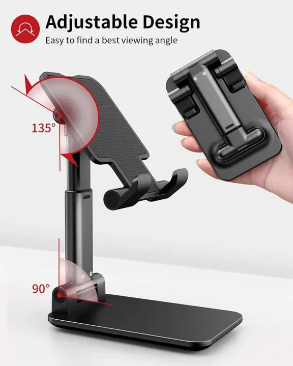 Portable Adjustable Mobile & Tablet Stand – Compact Foldable Phone Holder for Desk, Study, Office & Online Meetings