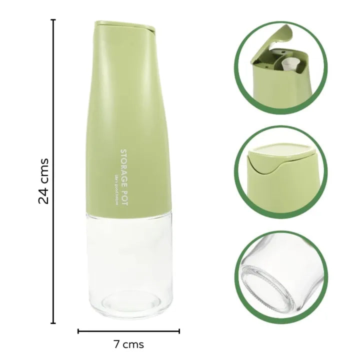 450ml Auto-Opening Glass Oil Bottle – Leakproof Kitchen Dispenser