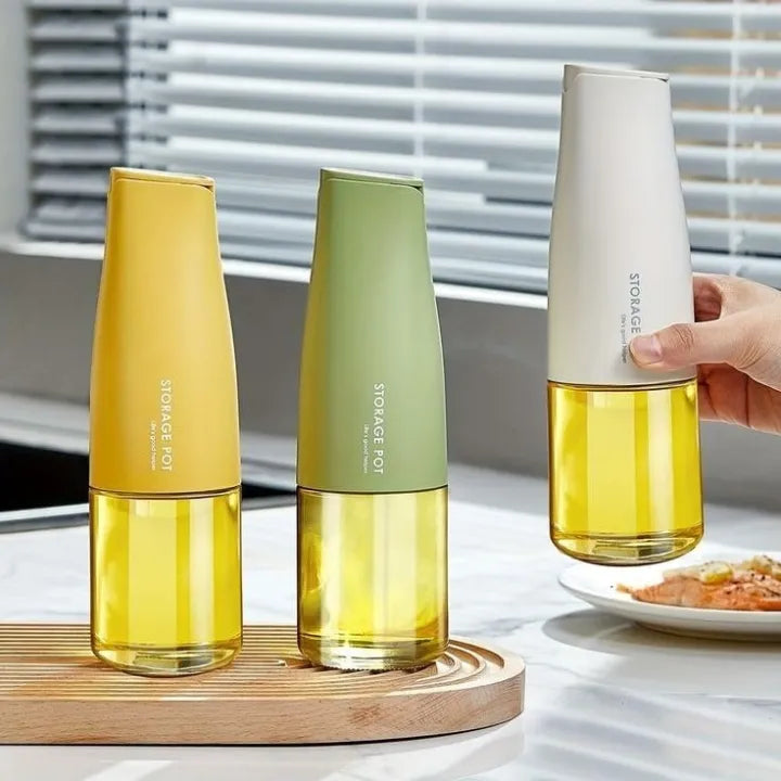 450ml Auto-Opening Glass Oil Bottle – Leakproof Kitchen Dispenser