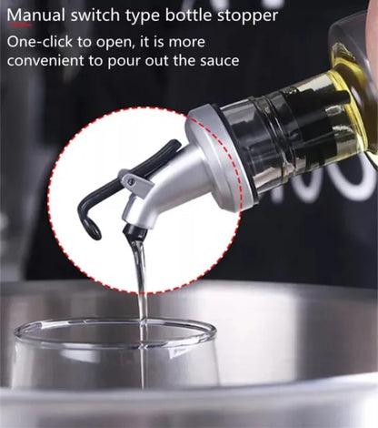 Premium Transparent Glass Oil Storage Bottle with Stainless Steel Pourer – Kitchen Cooking & Seasoning Dispenser