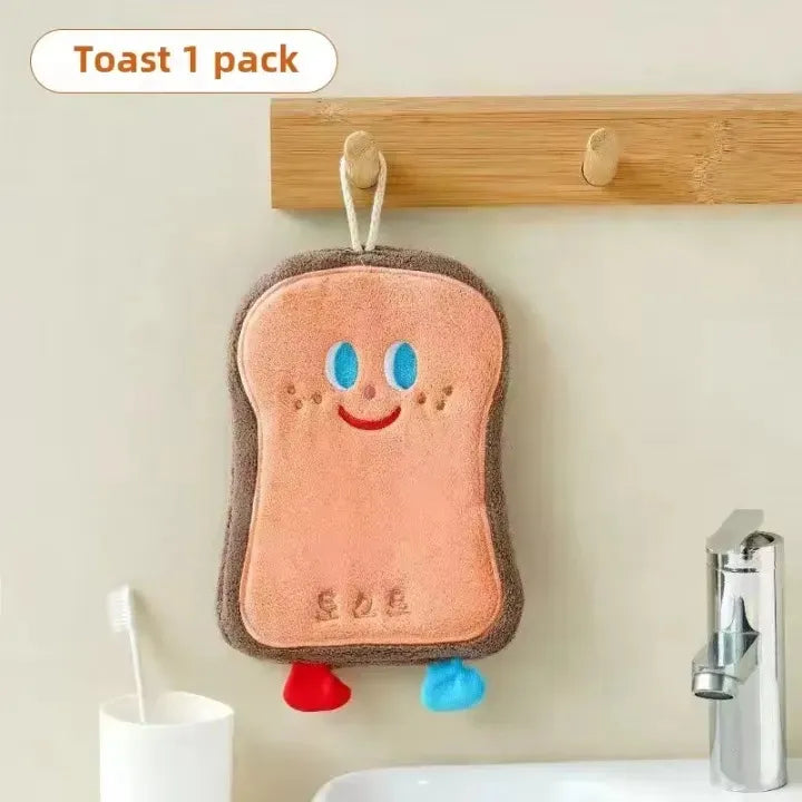 Cute Food Shape Hand Towel – Soft Coral Velvet Kitchen Wipe