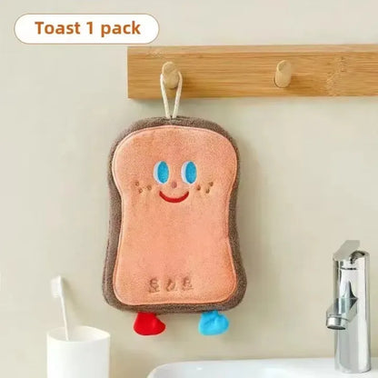 Cute Food Shape Hand Towel – Soft Coral Velvet Kitchen Wipe