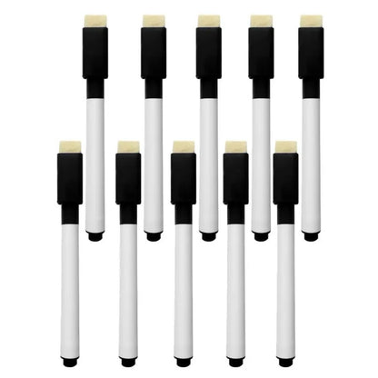 5 Pcs Whiteboard Marker with Duster – Black Ink Dry Erase Markers for Kids, School & Office