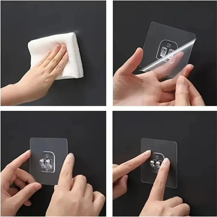 Clear Wall Hooks – Self‑Adhesive Shelf Fixing Clips