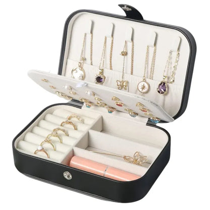 Double Layer Travel Jewelry Organizer Box – Portable Mini Jewelry Storage
