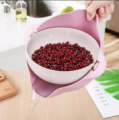 2‑in‑1 Strainer Bowl – Kitchen Fruit & Veg Washing Basket