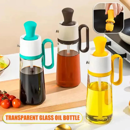 2 in 1 Glass Oil Bottle with Brush – BBQ & Baking Oil Dispenser
