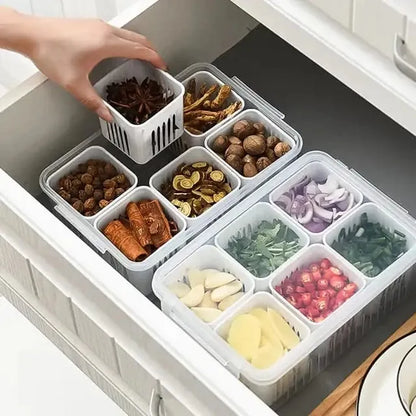 6-Compartment Detachable Fridge Organizer – Drain Basket