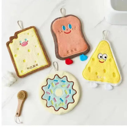 Cute Food Shape Hand Towel – Soft Coral Velvet Kitchen Wipe