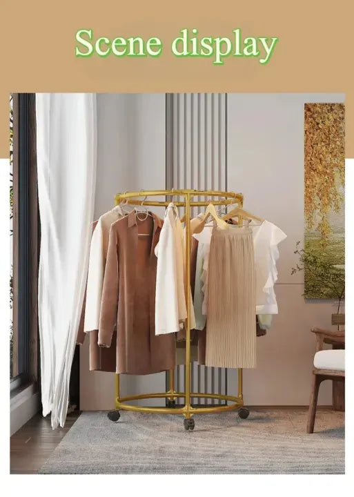 Premium Rotating Floor Garment Rack – Large Capacity Space Saving Clothes Hanger with Wheels