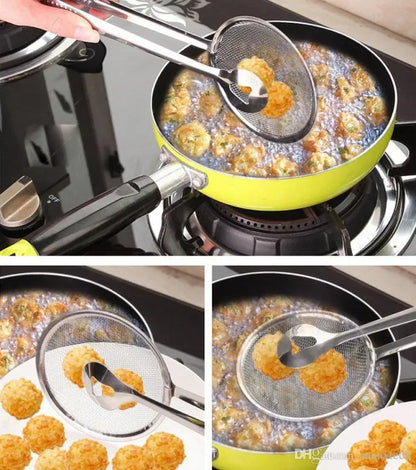 Stainless Steel Frying Strainer – Mesh Oil Filter Tong