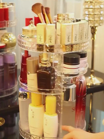 Acrylic 360° Rotating Cosmetic Organizer – Multi-Layer Makeup Storage